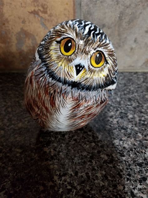 Pin By Gloria Guillemette On Rocks Stone Painting Owl Rocks Painted