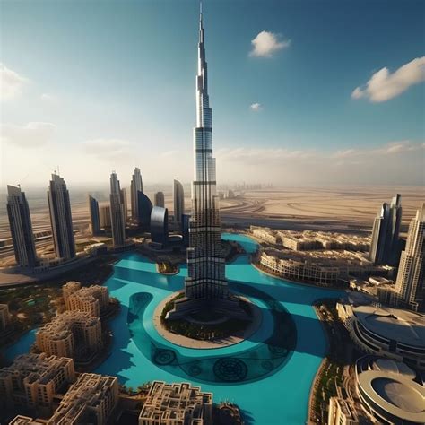 Premium AI Image | Magestic view of Burj Khalifa Skyline in Dubai