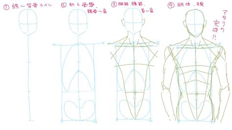 男らしい上半身の描き方、アタリのつけ方 絵師ノート 描き方 上半身 絵の描き方