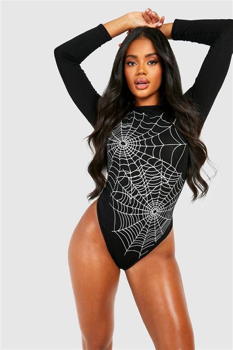 Halloween Web Print Bodysuit Boohoo