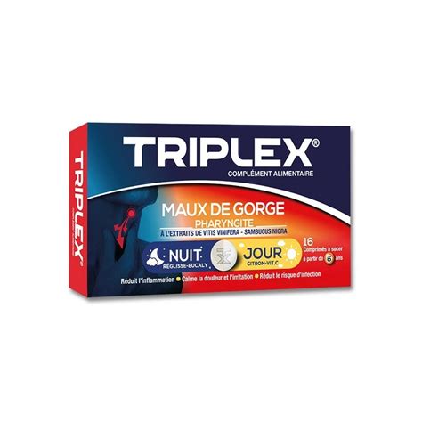 Triplex Maux de Gorge Jour et Nuit 16 Comprimés à Sucer Biofun