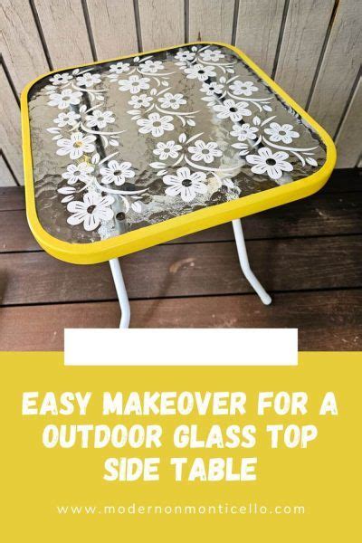 Outdoor Glass Top Side Table Makeover