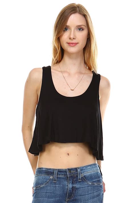 Womens Solid Color Loose Crop Tank Crop Tank Women Fashion