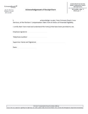 Fillable Online Extreme Reach Acknowledgement Of Receipt Form Fax Email