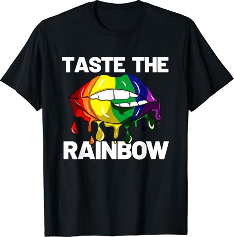 Amazon Taste The Rainbow Lips Mouth LGBT Gay Lesbian Pride CSD Bi T Shirt Clothing Shoes