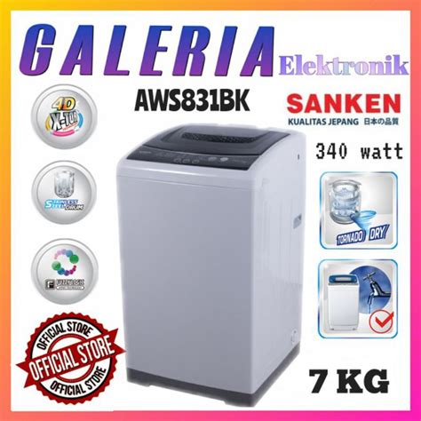 Jual MESIN CUCI 1 TABUNG SANKEN AWS831BK AWS 831 BK TOP LOADING 7KG