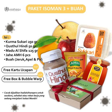 Jual Paket Hampers Isoman 3 Buah Madu Habbatussauda Qusthul Jahe