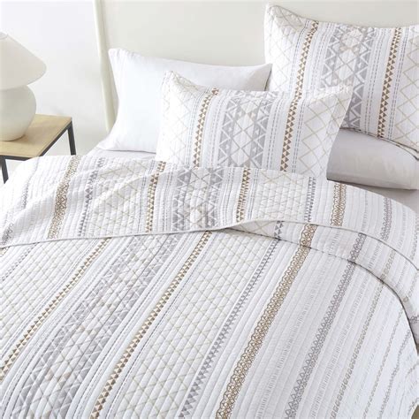 Pangushan King Size 100 Cotton Quilt Set 3pcs Striped Comforter Cover