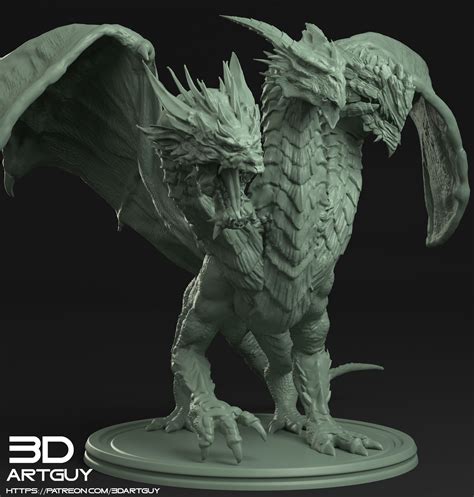 Artstation Three Headed Dragon 3d Print Ready Stl And Obj Files