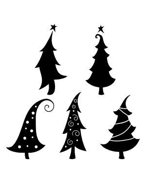 Swirly Christmas Tree Silhouette Clip Art In Christmas Tree