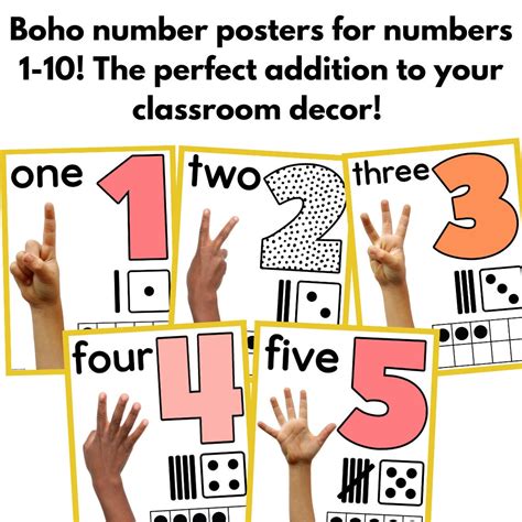 Boho Classroom Decor Number Poster Set For Numbers 1 10 Etsy