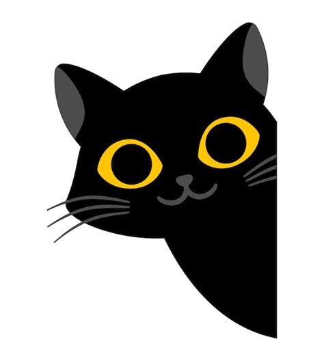 Premium Vector Black Cute Cat Is Smiling On White Background Lovely