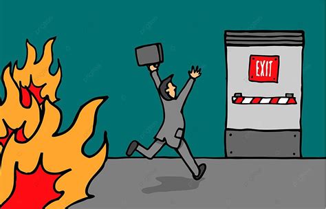 Pengusaha Menuju Pintu Keluar Darurat Vektor Bencana Alam Darurat