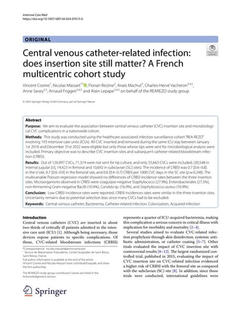 Central Venous Catheter Related Infection Does Insertion Site Still