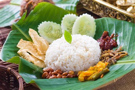 Nasi Lemak A Traditional Malay Curry Paste Rice Dish Served On Stock