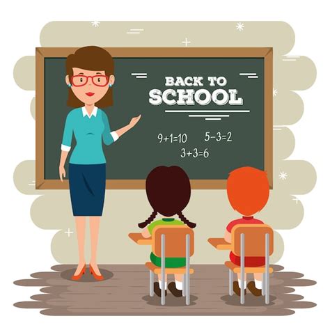 Premium Vector Back To School Teacher Teaching To Her Students