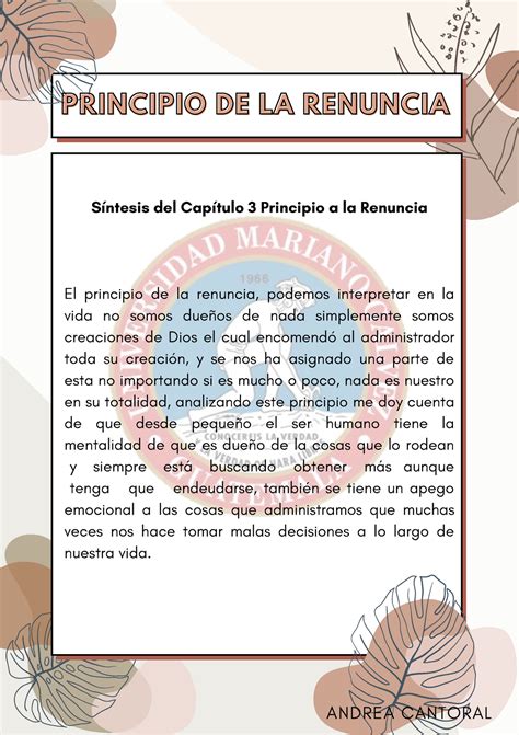 Principio De La Renuncia S Ntesis Del Cap Tulo Principio A La