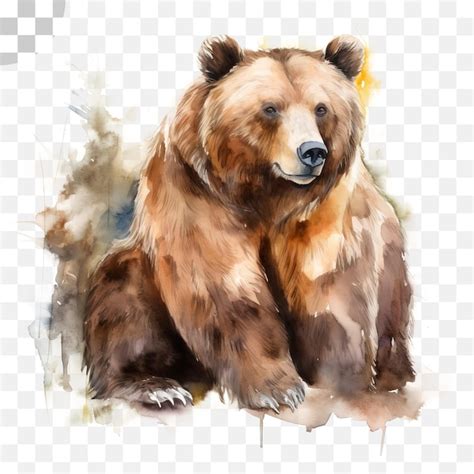 Un Ours Peinture D Un Ours Assis Sur Le Sol Peinture D Ours Png