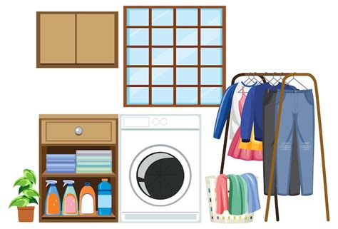 Premium Vector Laundry Room Objects Set