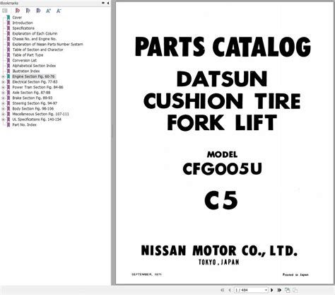 Nissan CFG005U Forklift Parts Catalog CF107 EUBOO K PDF