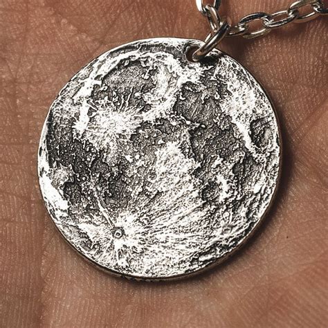 Silver Full Moon Necklace Charm Or Pendant Etsy Full Moon