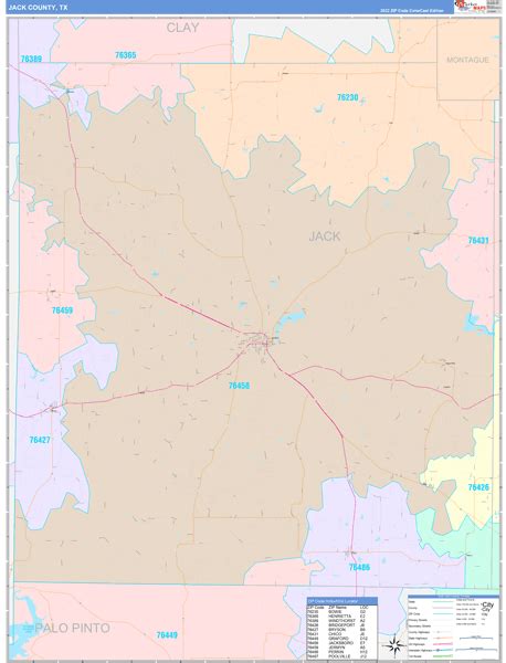 Jack County, TX Wall Map Color Cast Style by MarketMAPS - MapSales