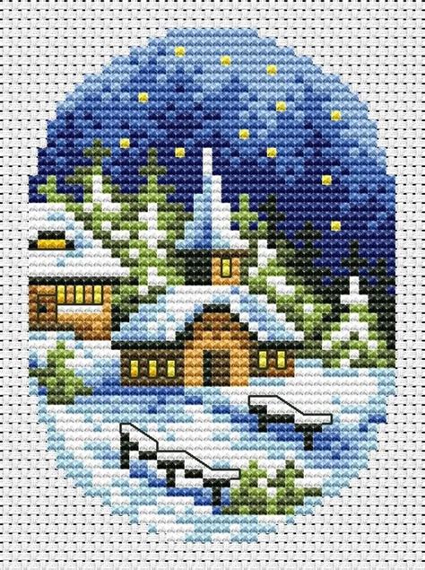 Christmas Village Cards 2 Cross Stitch Pattern Christmas Card Etsy