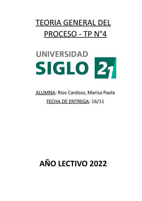 Tp N Procesal Trabajo Pr Ctico Teoria General Del Proceso Tp N