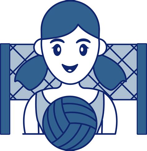 Female Volleyball Player Icon In Blue And White Color Vector