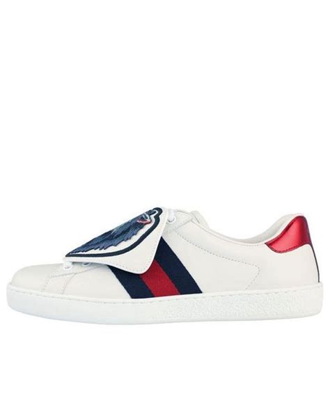 Gucci Ace Sneakers With Removable Wolf Patches In Blue For Men Lyst