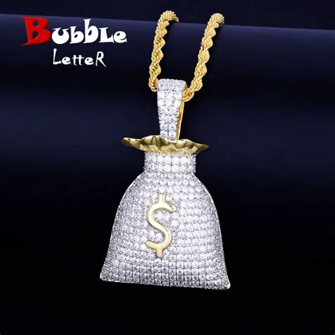 Aliexpress Buy US Dollar Money Bag Pendant With Tennis Chain Gold