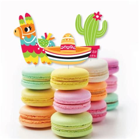 Big Dot Of Happiness Pinata Party Cupcake Toppers Colorful Fiesta Clear