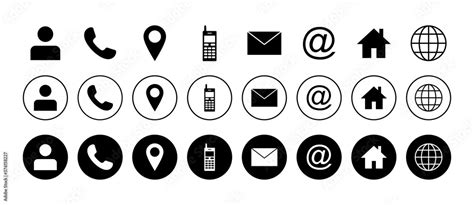 Web Icon Set Business Card Contact Information Icons Contact Us Icon