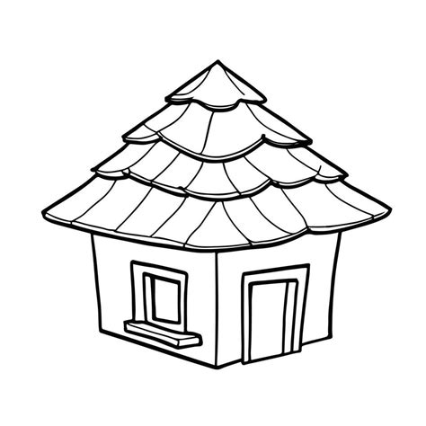 Small Sketch House With Roof Outline Drawing Vector Art At