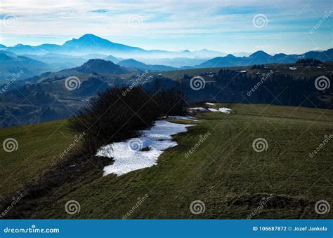 Spring landscapein snow stock photo. Image of sunlight - 106687872