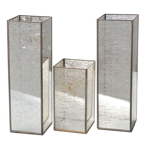 Contemporary Mercury Glass Hurricane Candle Holders Ebth