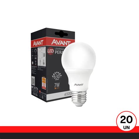 KIT 20 Lâmpada Led Pera 7w E27 6500k Branco Frio 12V Avant MadeiraMadeira