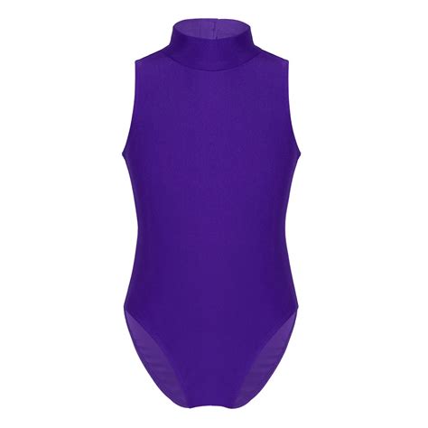 Yizyif Ballet Dance Leotard Sleeveless Open Back High Mock Turtleneck