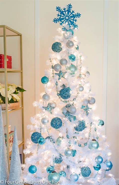 20 Teal White Christmas Tree