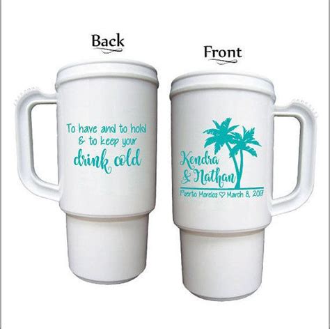 Beach Wedding Favors Travel Mugs Personalized By Factory21 On Etsy