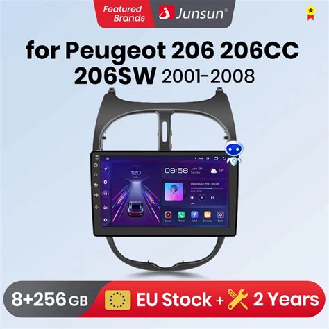 Junsun V1 Pro 8G 256G For Peugeot 206 206CC 206SW 2001 2008 Android