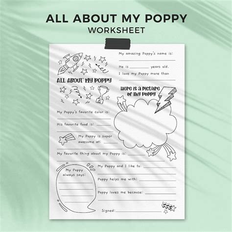 All About Poppy Fathers Day Printable T Questionnaire Fill In The