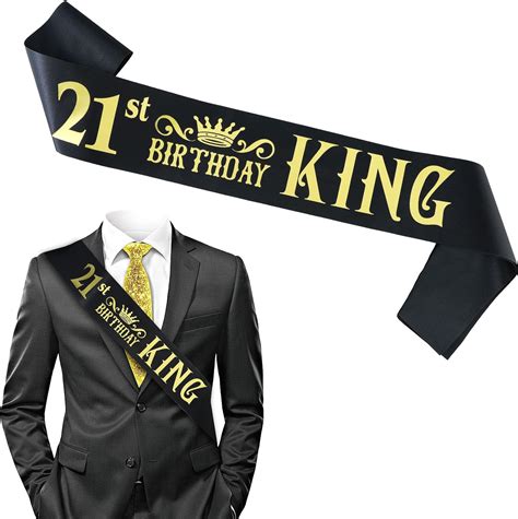 St Birthday Sash Birthday King Sash Gold Foil Lettering Black Satin