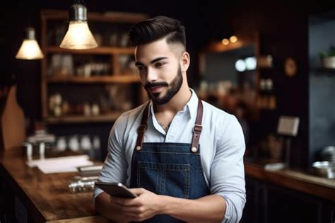 Premium Ai Image Cropped Shot Of A Handsome Young Male Shop Owner