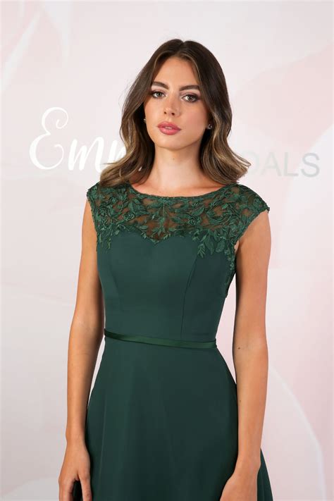 Illusion Lace A-Line Chiffon Dress - Emma Bridals