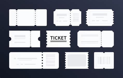 Set of ticket shape silhouettes template Vector Image