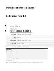 Self Quizzes From Docx Principles Of Finance Course Self Quizzes