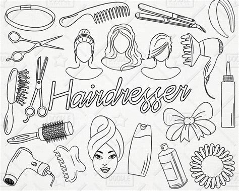 Doodle Hairdresser Vector Pack Hairdresser Doodles Beauty Clipart