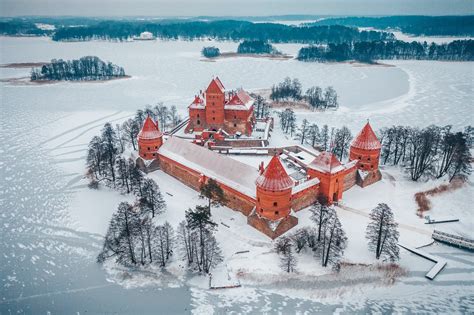 1080P, Trakai, Lithuania, castle, winter HD Wallpaper