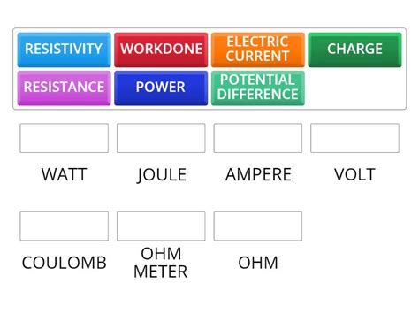 Electricity Si Units Match Up